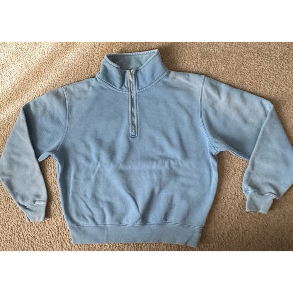 Brandy Melville Light Blue Half-Zip Crewneck Sweater